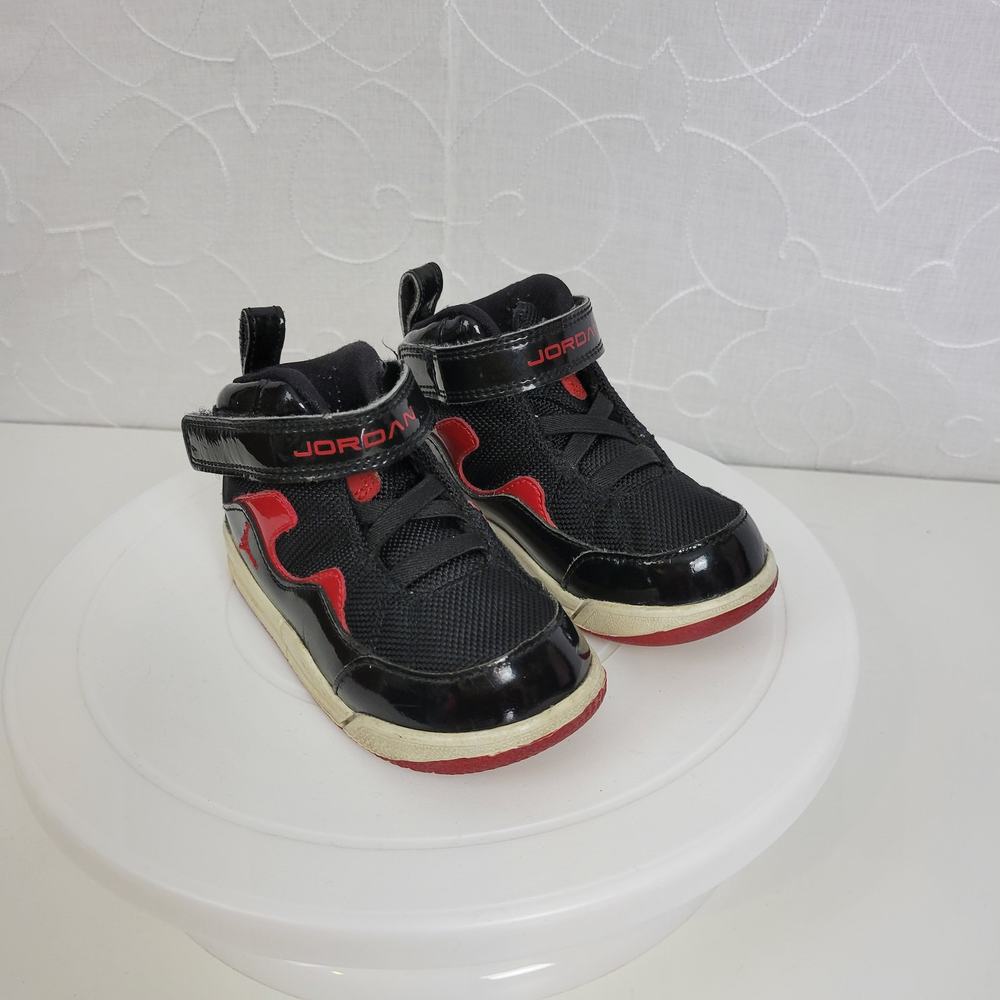Nike Air Jordan Flight TR 97 Kids Shoes Size 7C Shiny Black Basketball Sneaker